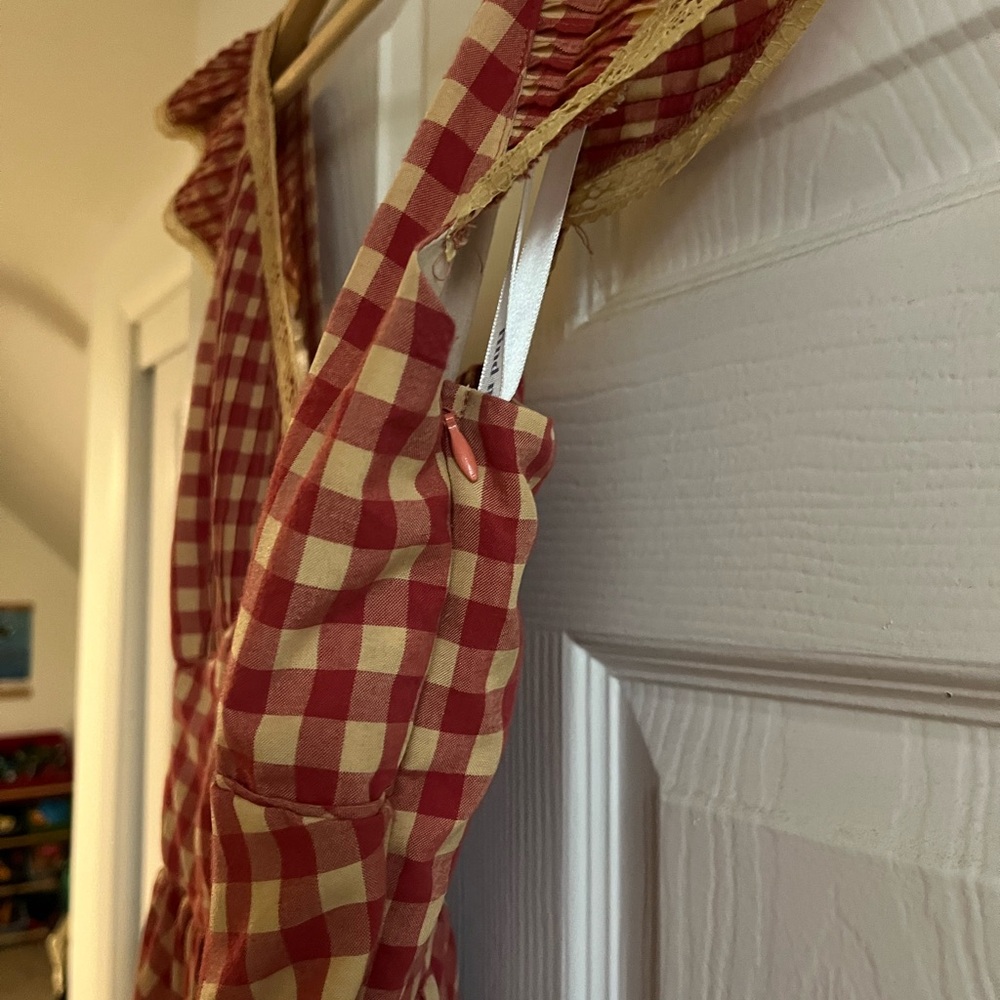 Lisa Says Gah Red Gingham Maxi Dress with Ruffle Shoulders - Picture 6 of 9